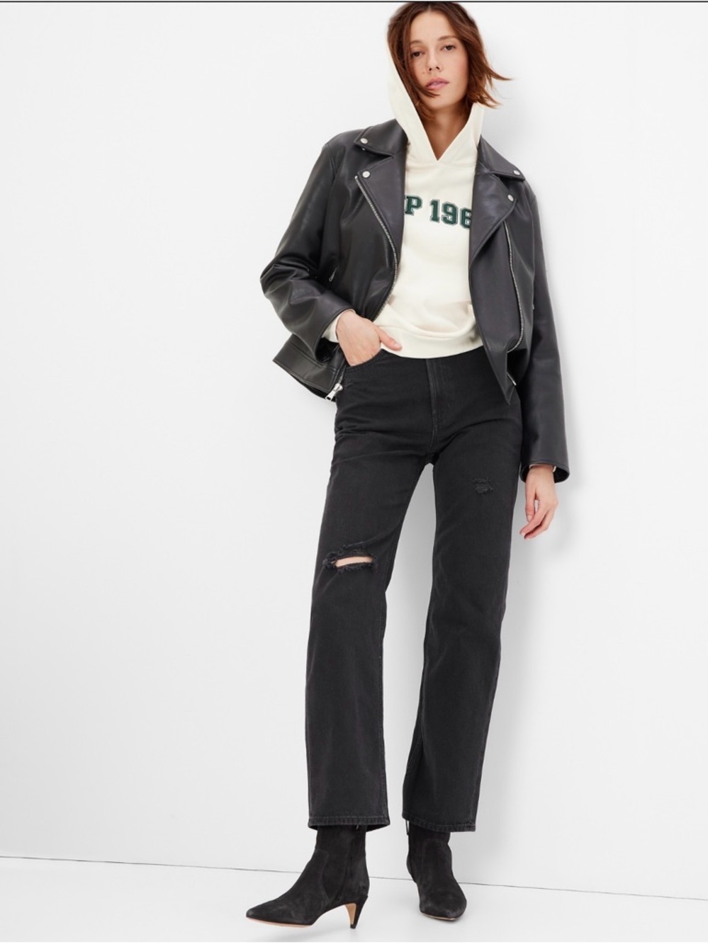 GAP 90s Loose High-Rise Straight Leg Women's Jeans with distressing
